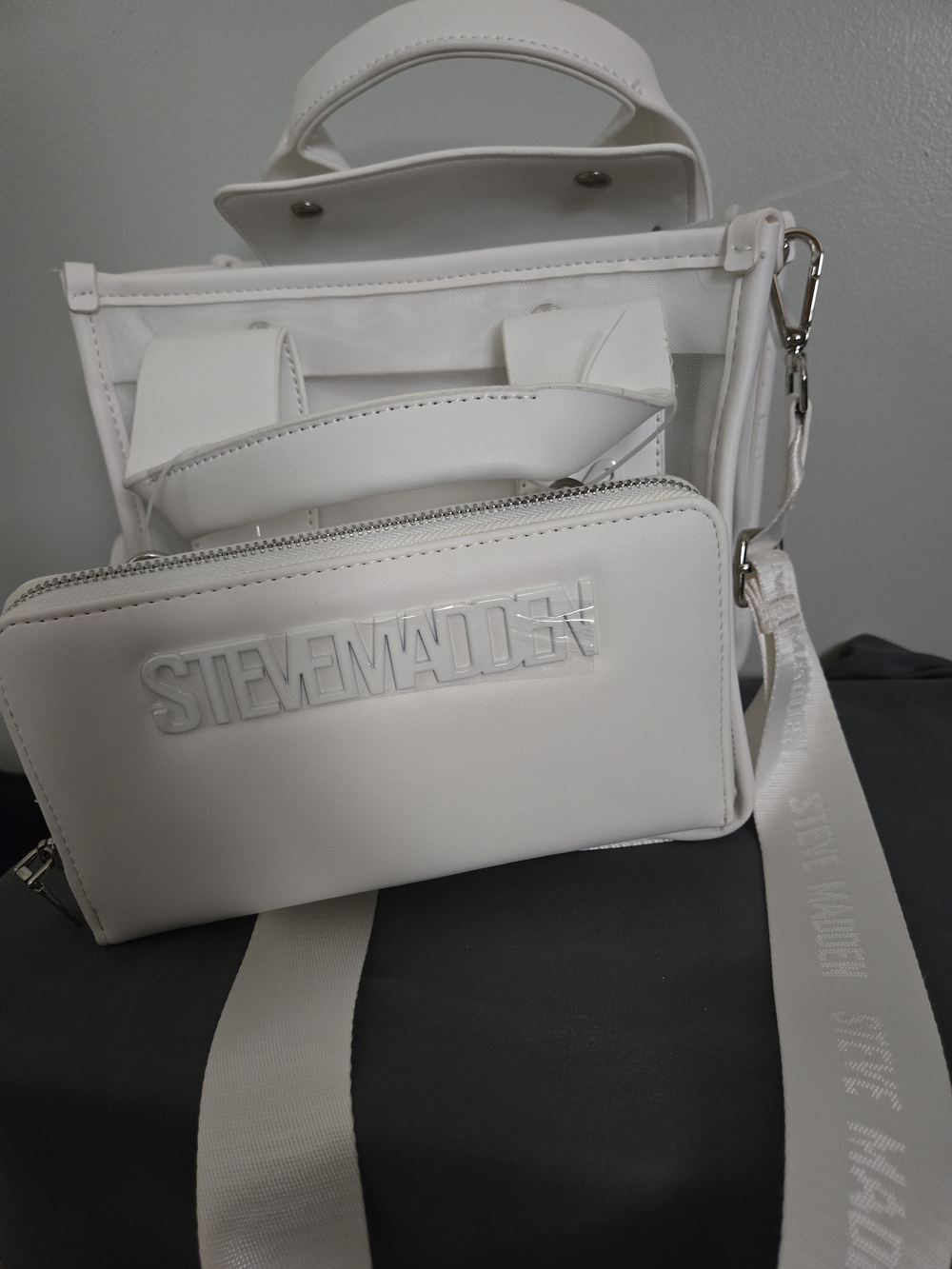 Steve Madden White Crossbody Backpack